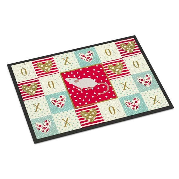 Carolines Treasures 18 x 27 in. White Domestic Mouse Love Indoor or Outdoor Mat CK5454MAT - main